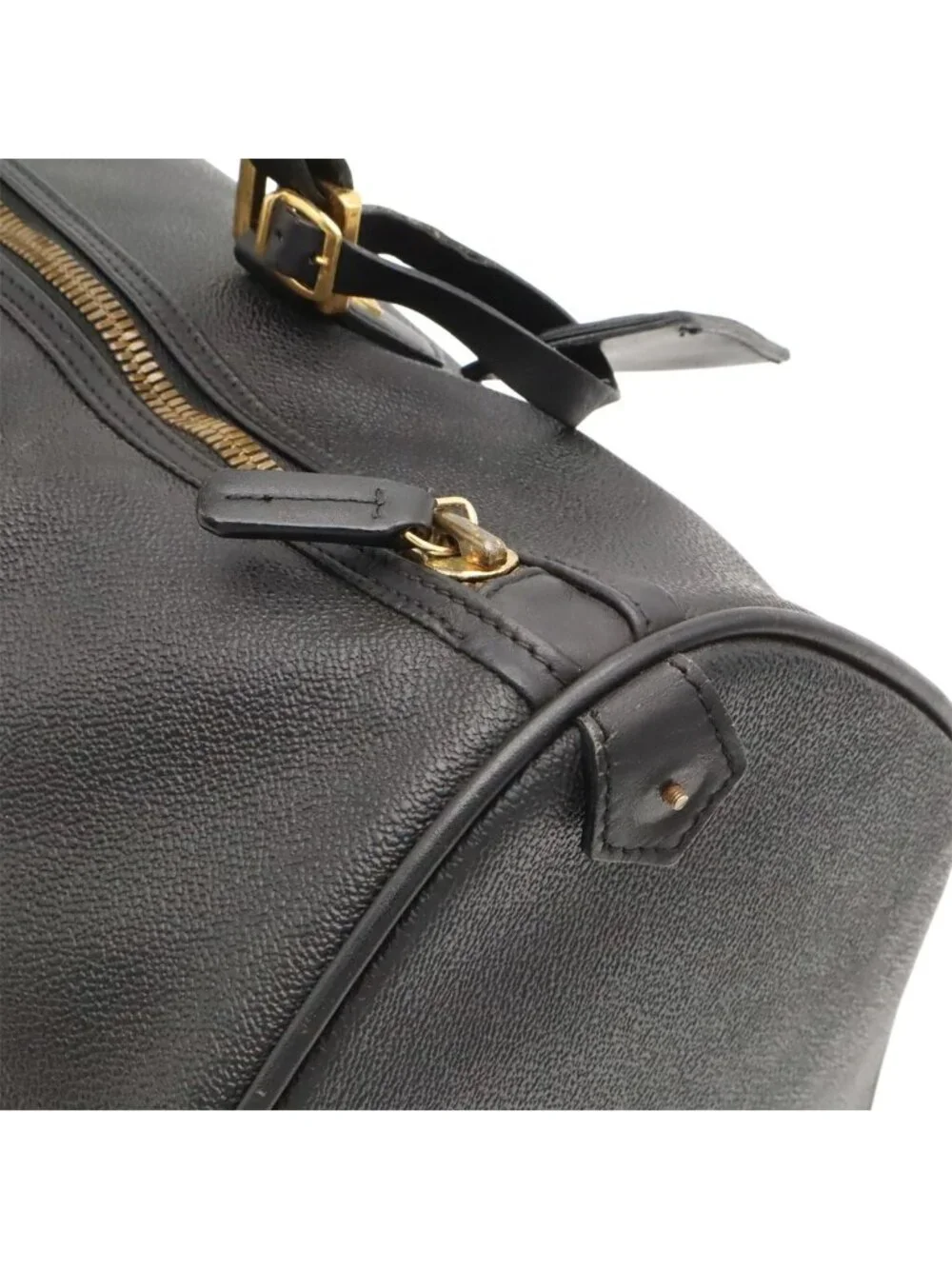 Versace Medusa Boston Bag Purse Leather Black Gold